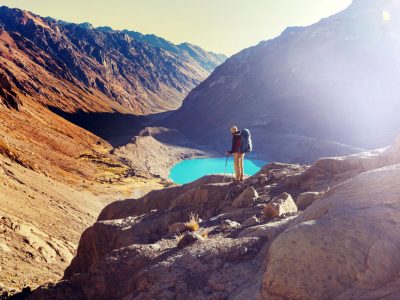 Hiking through the mountains