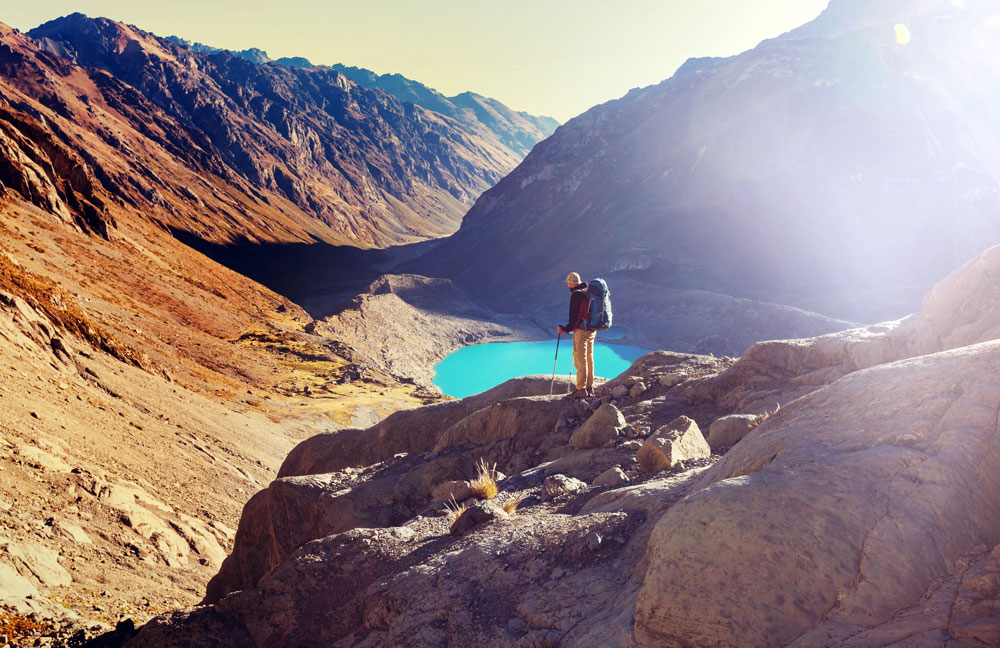 Hiking through the mountains